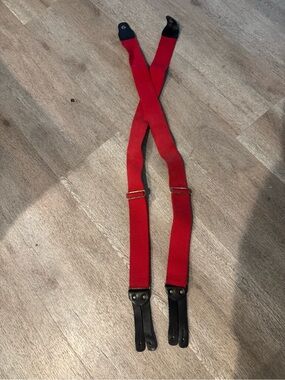 Men's Red Leather-Tab Adjustable Suspenders